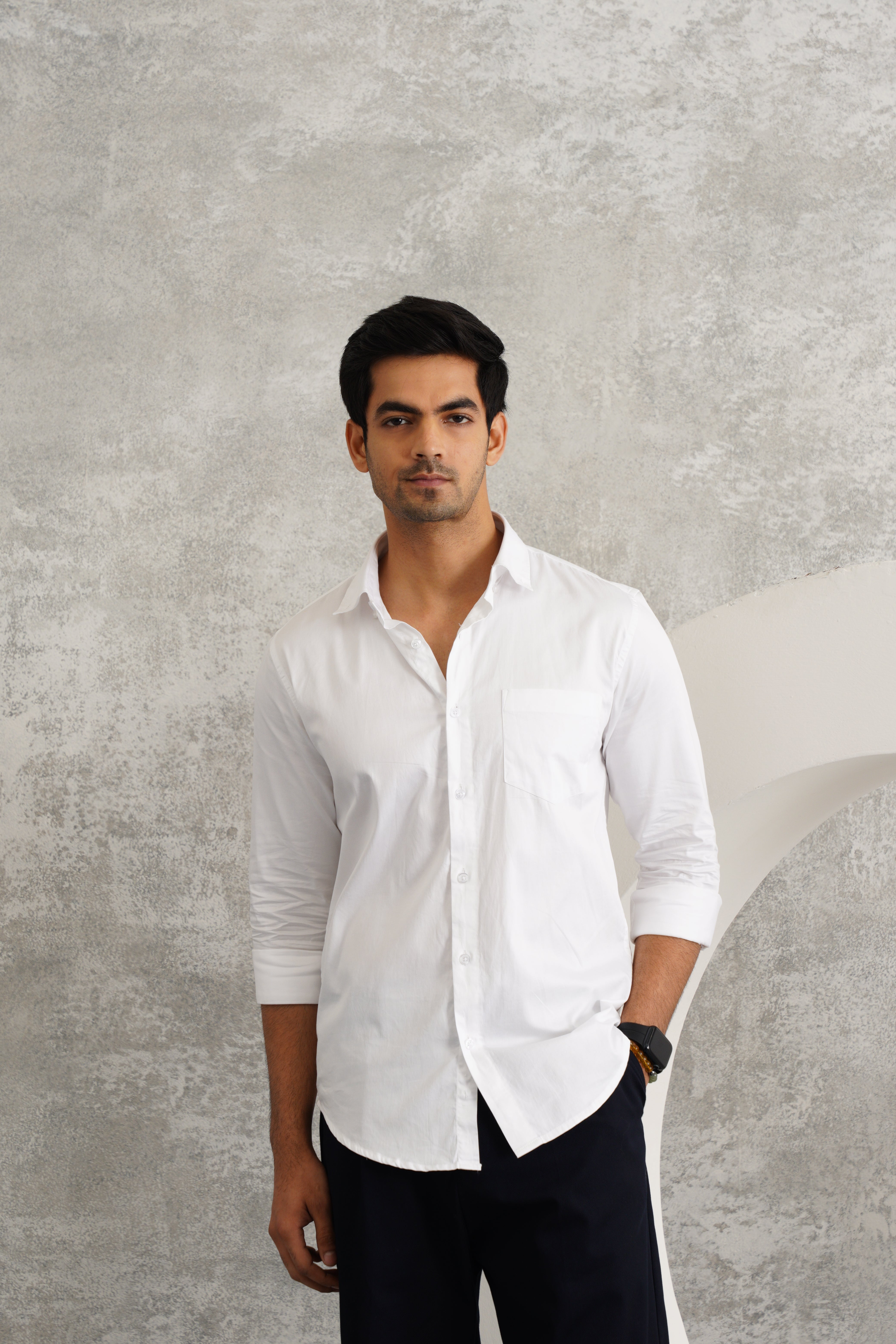 HOUSE OF VERVE Giza Cotton Premium Shirt for Men - Pearl White