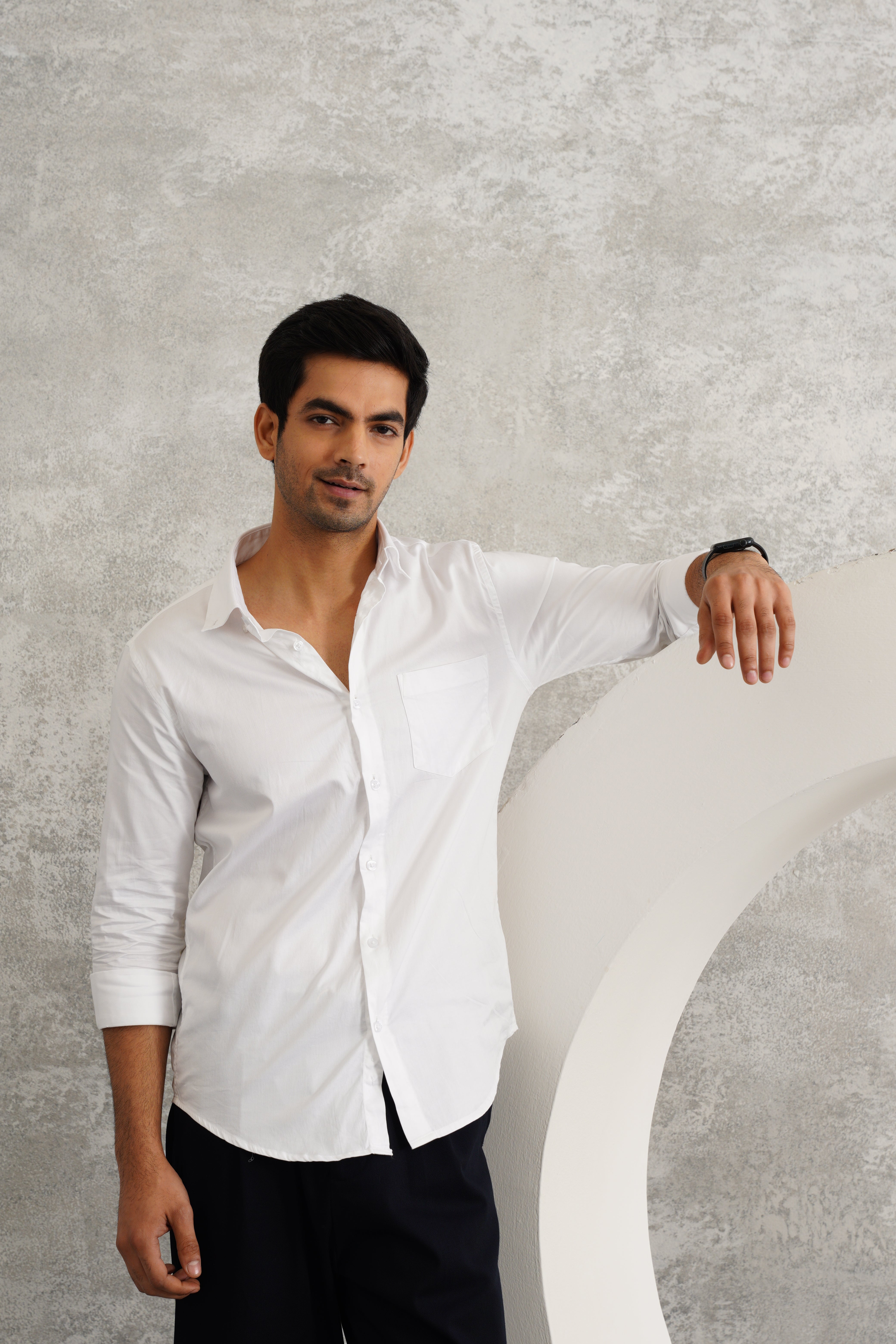 HOUSE OF VERVE Giza Cotton Premium Shirt for Men - Pearl White